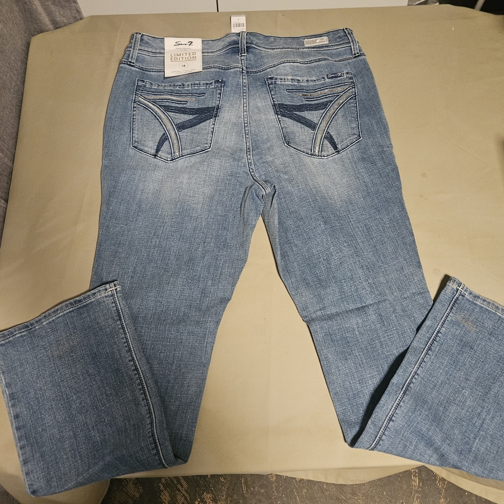Seven7 Medium Wash Bootcut Jeans - Light Blue